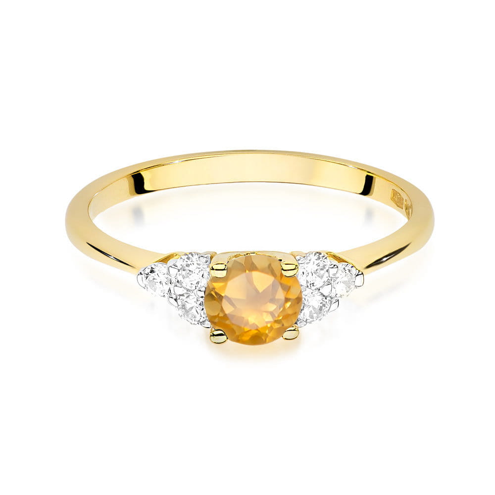 Gold Ring With Citrine And Diamonds