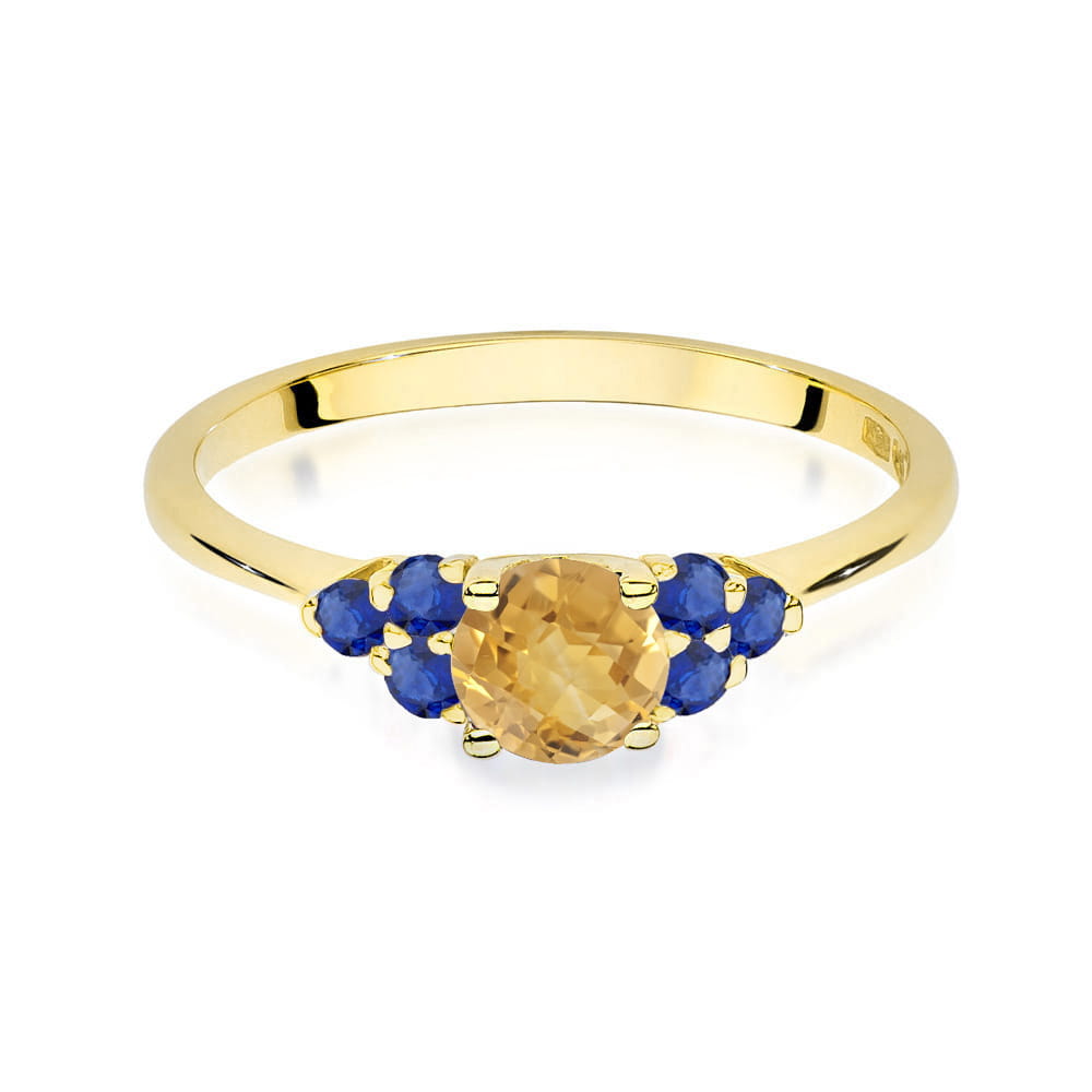 Gold Ring With Citrine And Sapphires