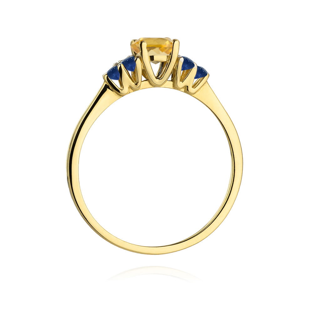 Gold Ring With Citrine And Sapphires