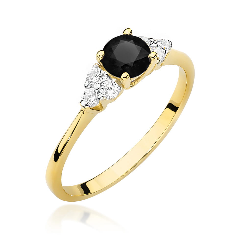 Gold Ring With Black And White Diamonds