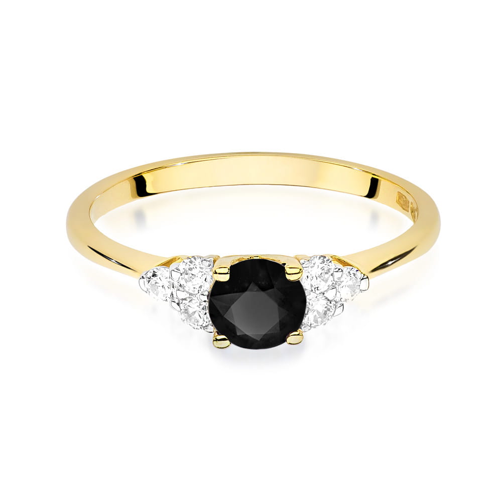 Gold Ring With Black And White Diamonds
