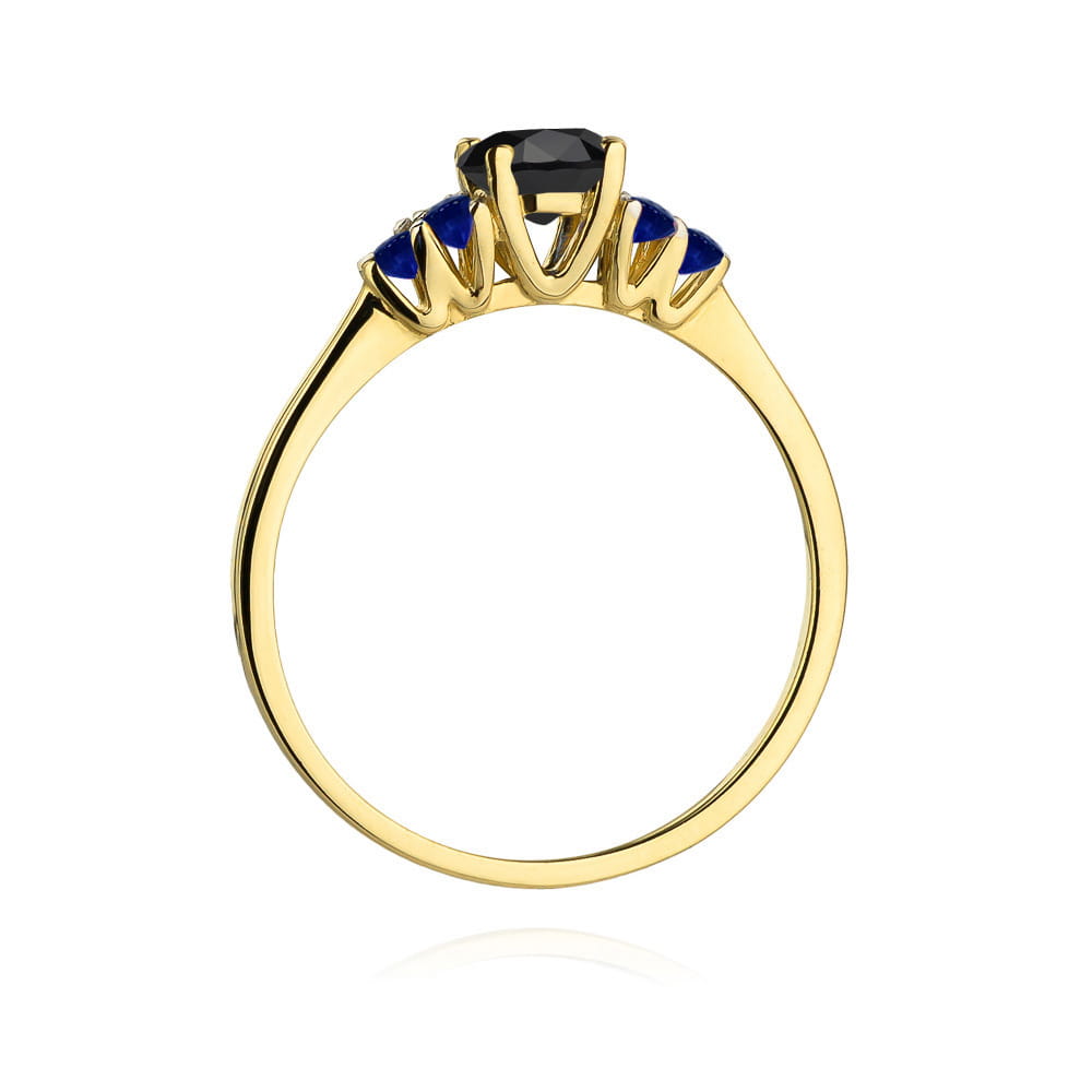 Gold Ring With Black Diamond And Sapphires