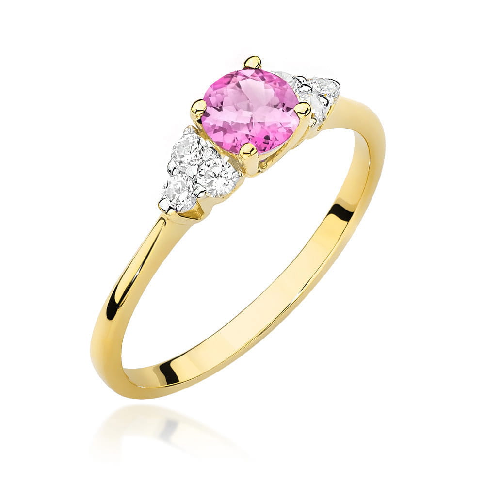 Gold Ring With Pink Topaz And Diamonds