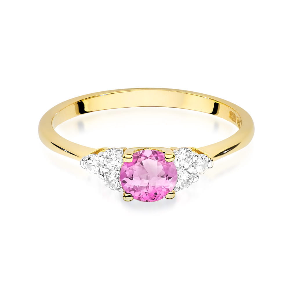Gold Ring With Pink Topaz And Diamonds