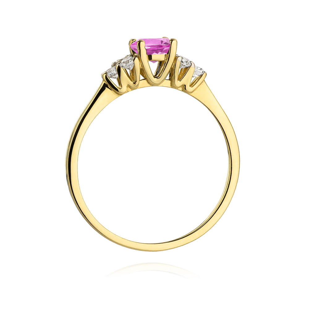 Gold Ring With Pink Topaz And Diamonds