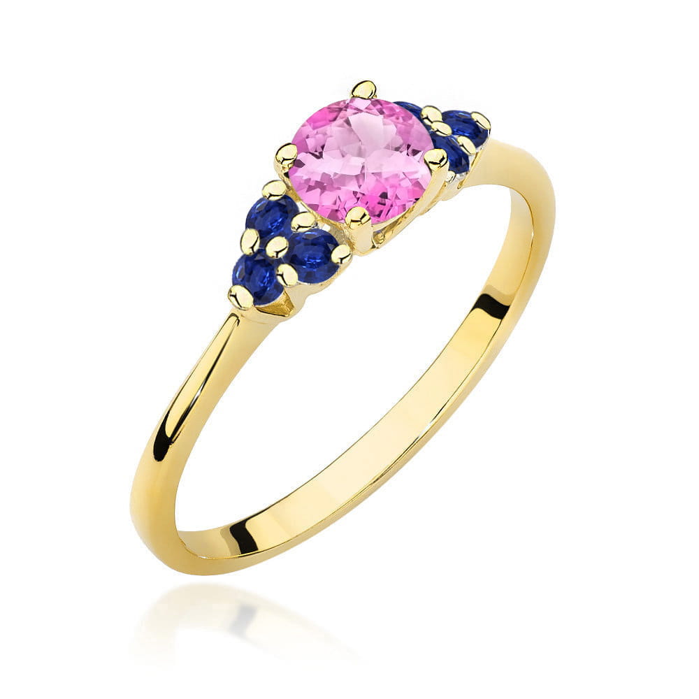 Gold Ring With Pink Topaz And Sapphires
