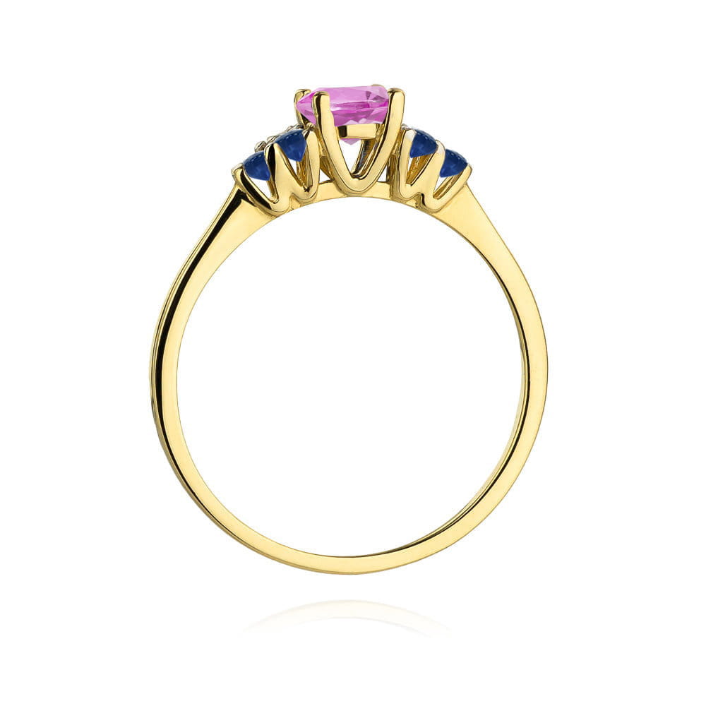 Gold Ring With Pink Topaz And Sapphires