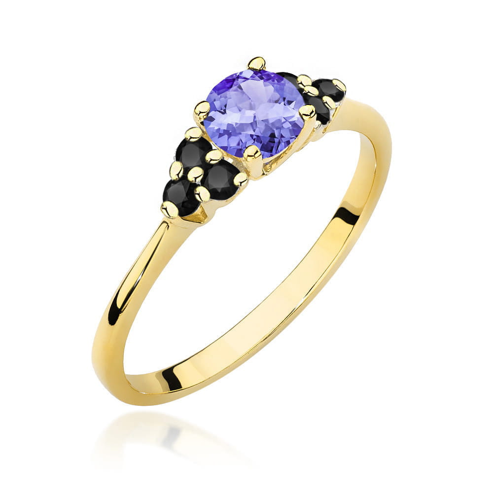 Gold Ring With Tanzanite And Black Diamonds