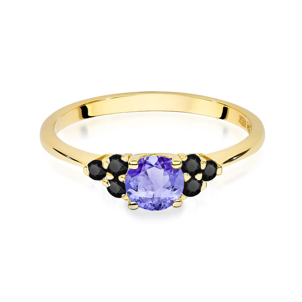 Gold Ring With Tanzanite And Black Diamonds