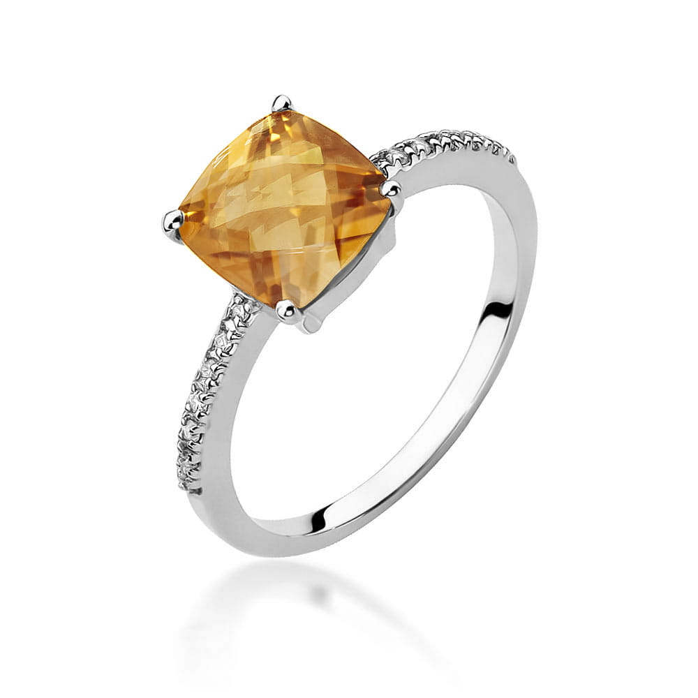 Gold Ring With Citrine And Diamonds