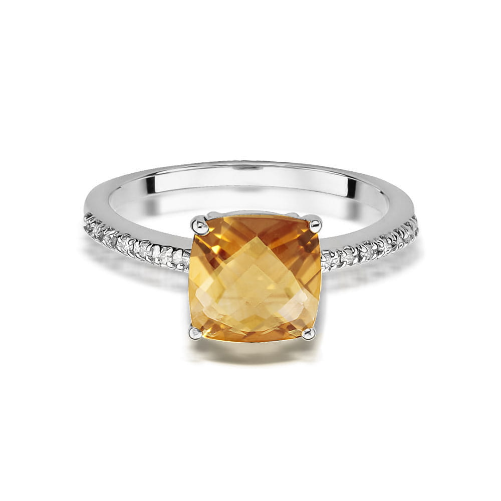 Gold Ring With Citrine And Diamonds