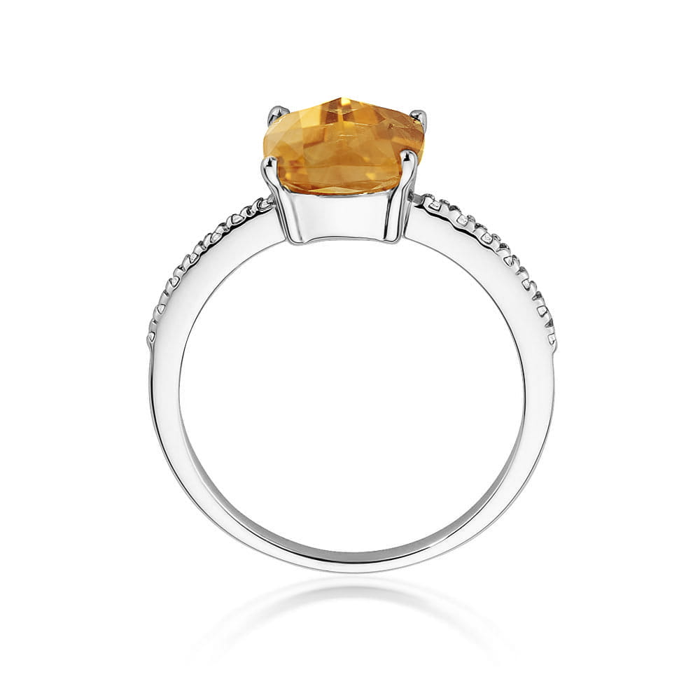 Gold Ring With Citrine And Diamonds