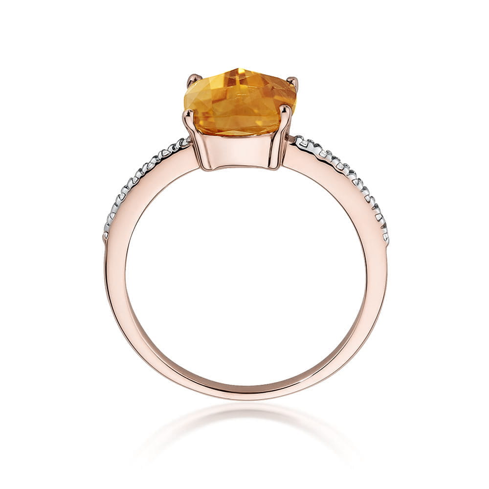 Gold Ring With Citrine And Diamonds
