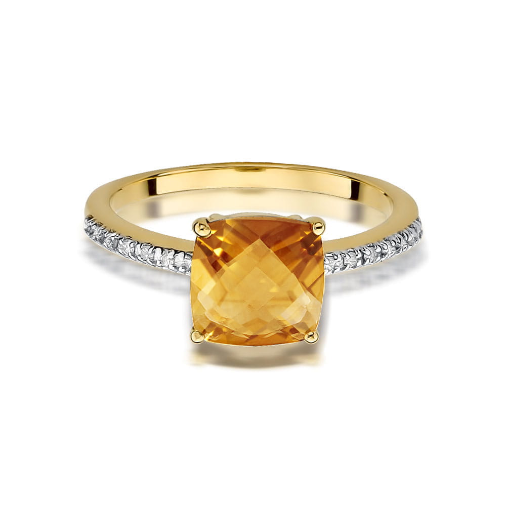 Gold Ring With Citrine And Diamonds