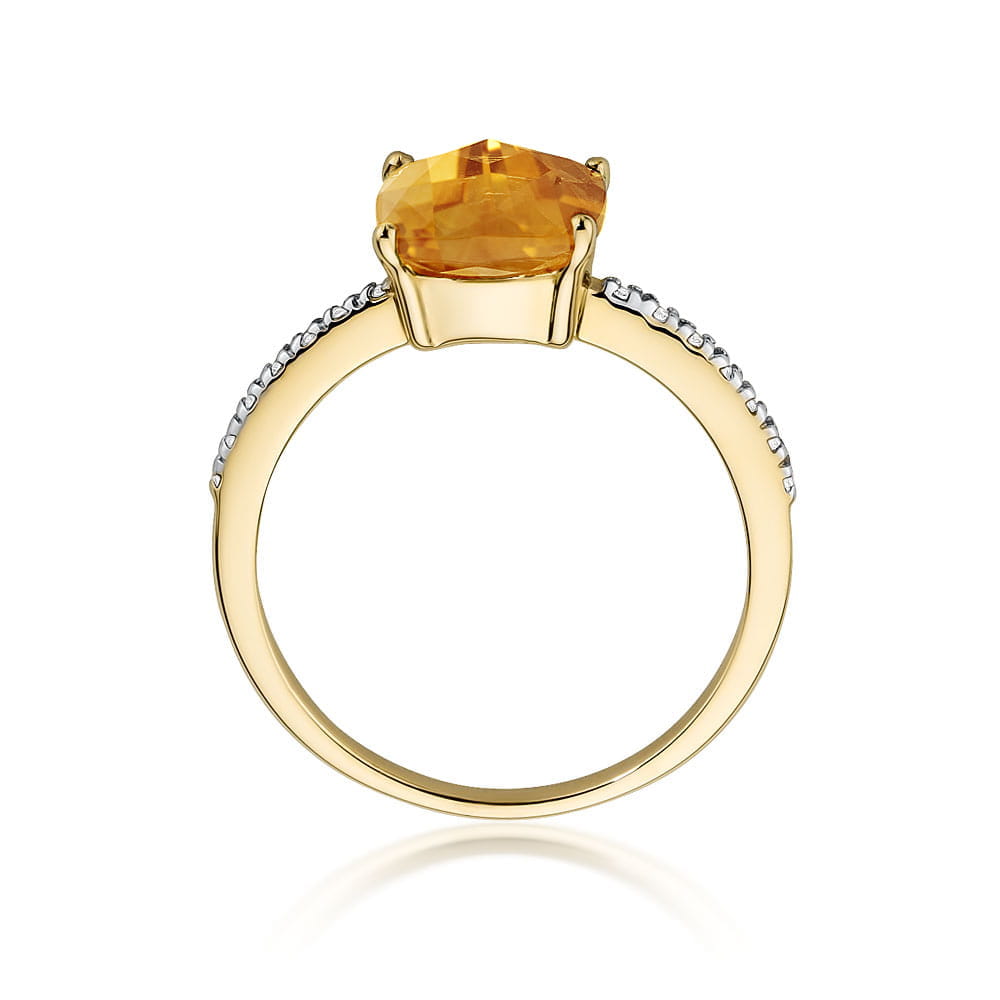 Gold Ring With Citrine And Diamonds