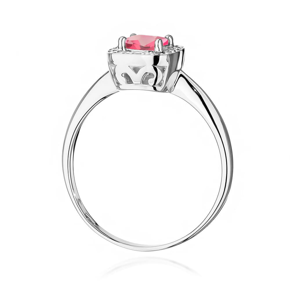 Gold Ring With Pink Topaz And Diamonds