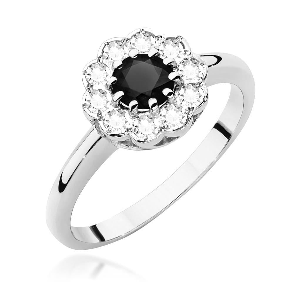 Gold Ring With Black And White Diamonds