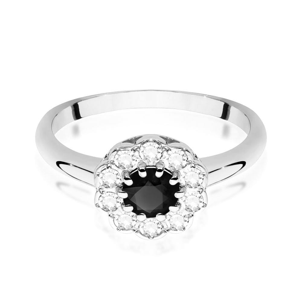 Gold Ring With Black And White Diamonds