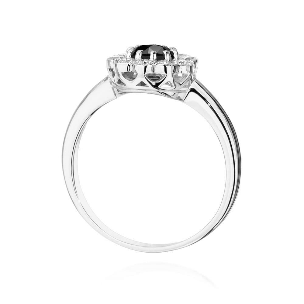 Gold Ring With Black And White Diamonds