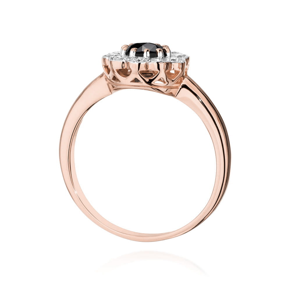 Gold Ring With Black And White Diamonds