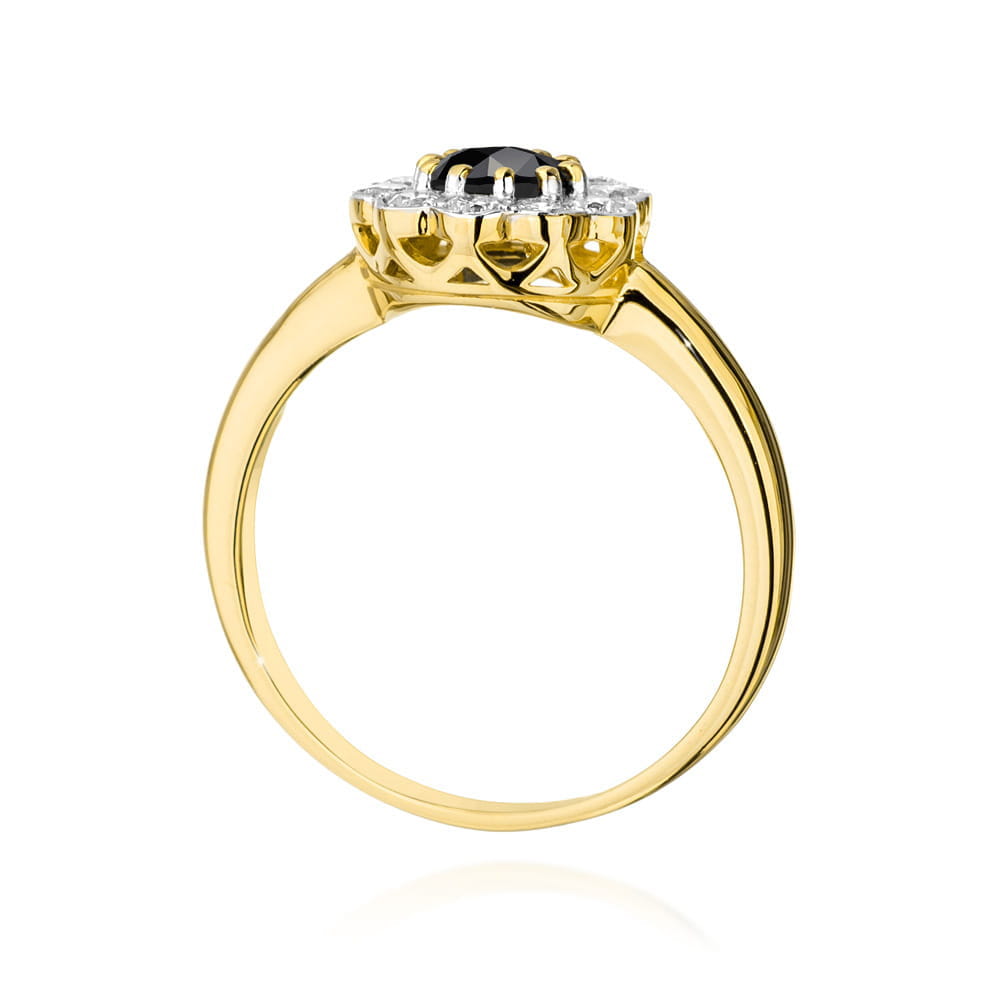 Gold Ring With Black And White Diamonds