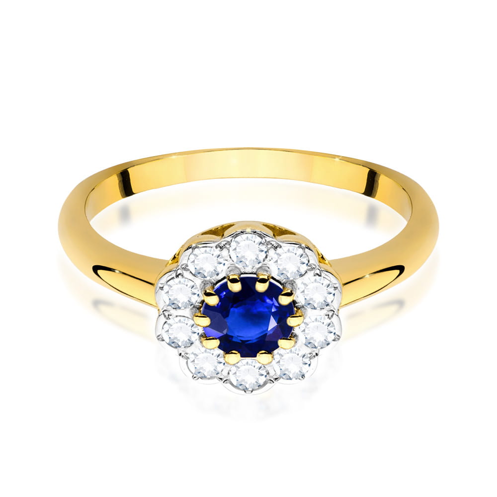 Gold Ring With Sapphire And Diamonds