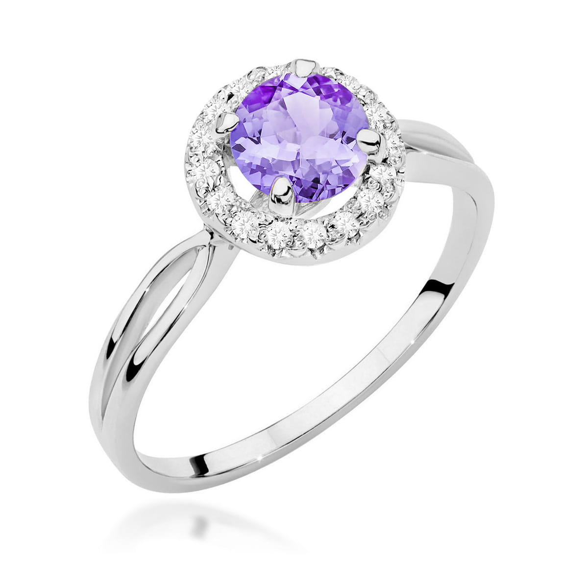 Gold Ring With Amethyst And Diamonds