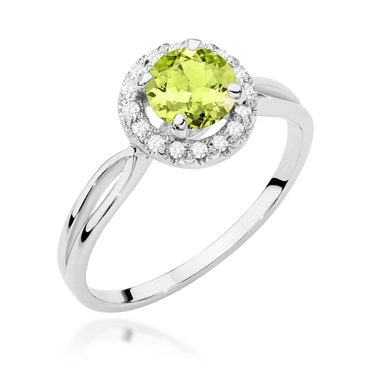Gold Ring With Peridot And Diamonds