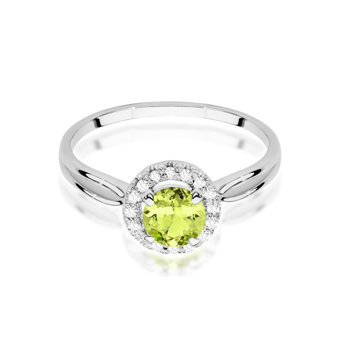 Gold Ring With Peridot And Diamonds