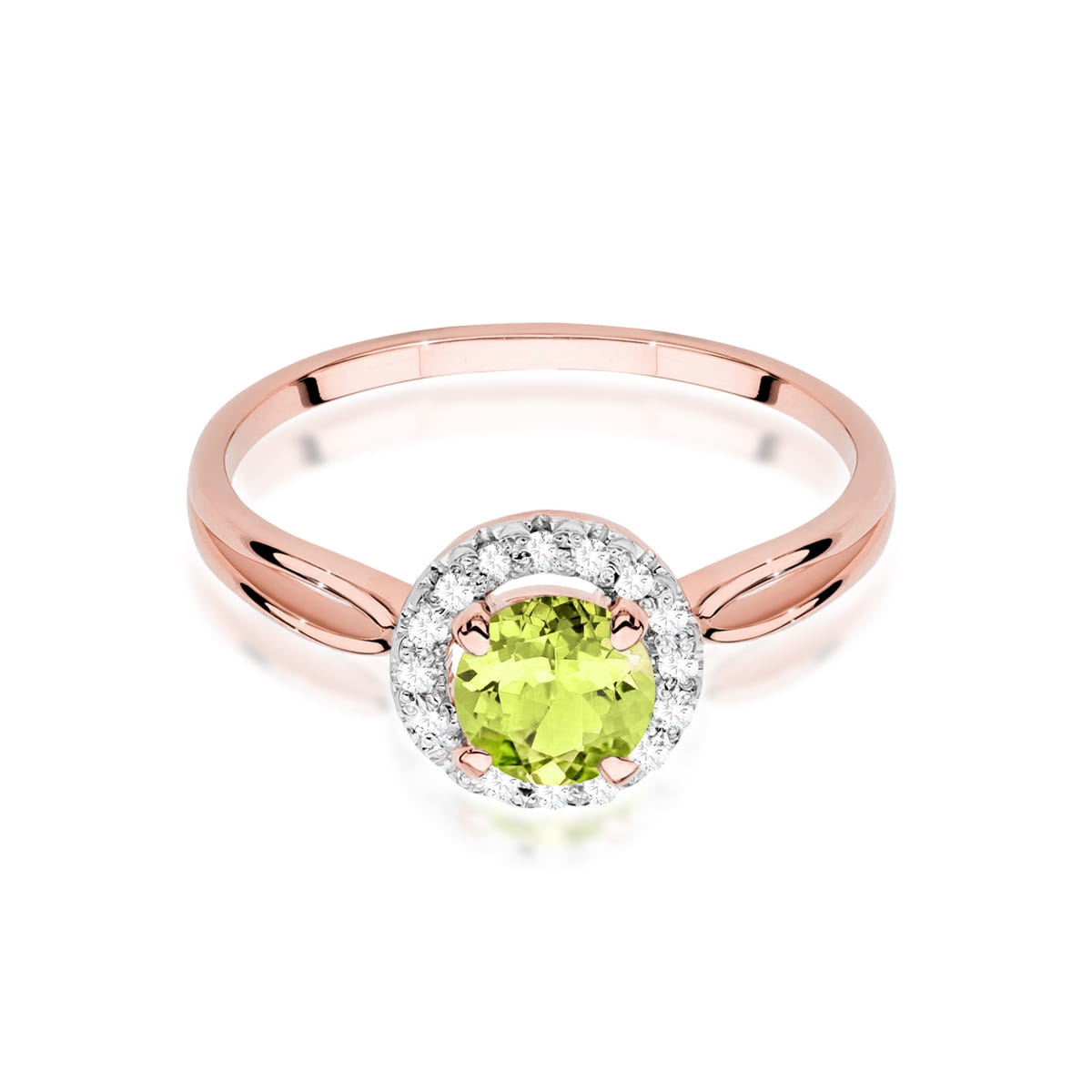 Gold Ring With Peridot And Diamonds