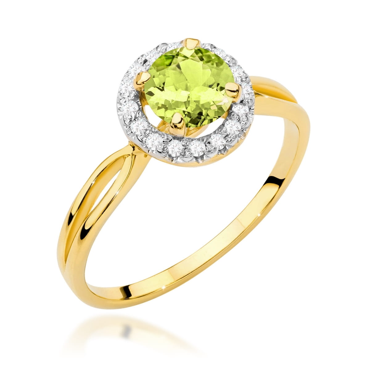 Gold Ring With Peridot And Diamonds