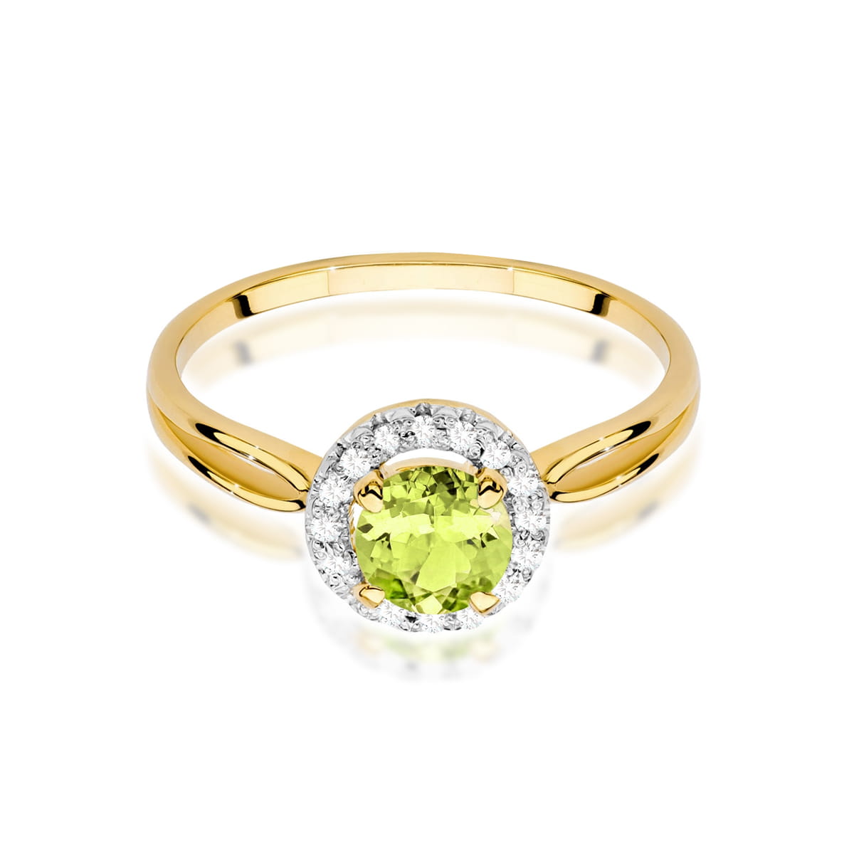 Gold Ring With Peridot And Diamonds