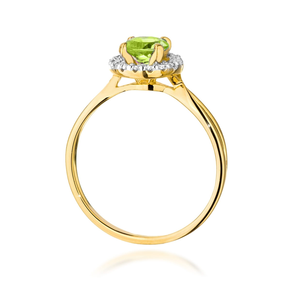Gold Ring With Peridot And Diamonds
