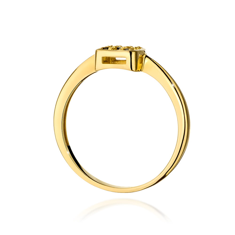 Gold Ring With Black And White Diamonds