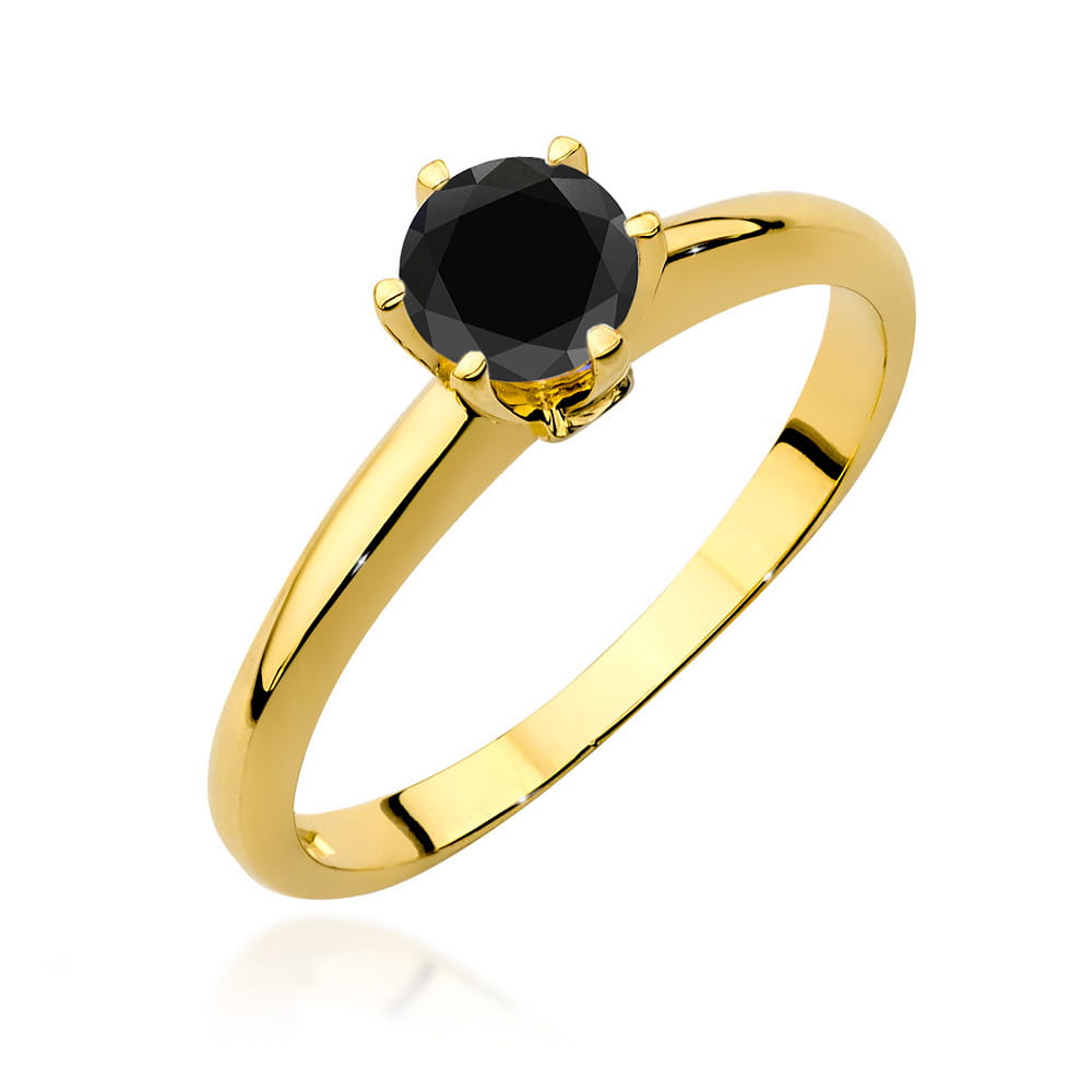 Gold Ring With Black And White Diamonds