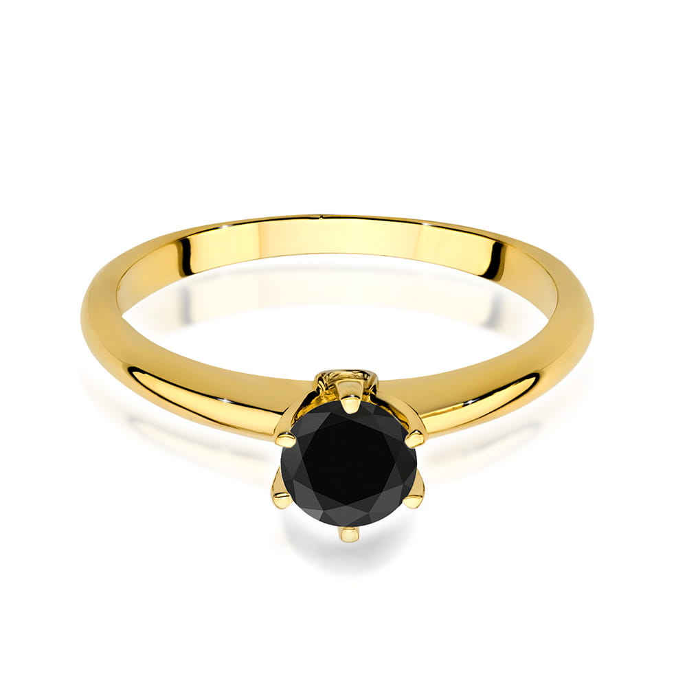 Gold Ring With Black And White Diamonds