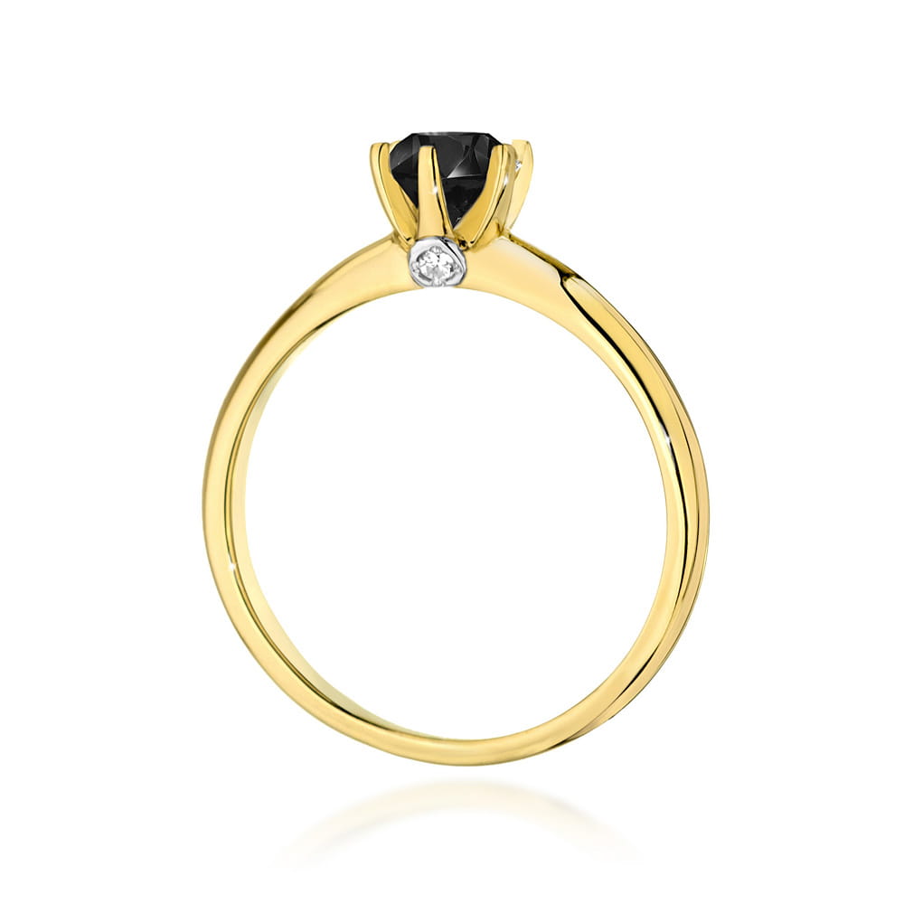 Gold Ring With Black And White Diamonds