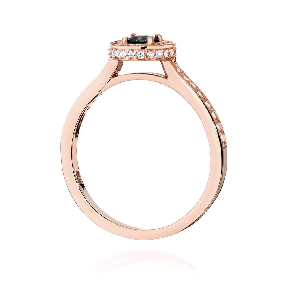 Gold Ring With Black And White Diamonds