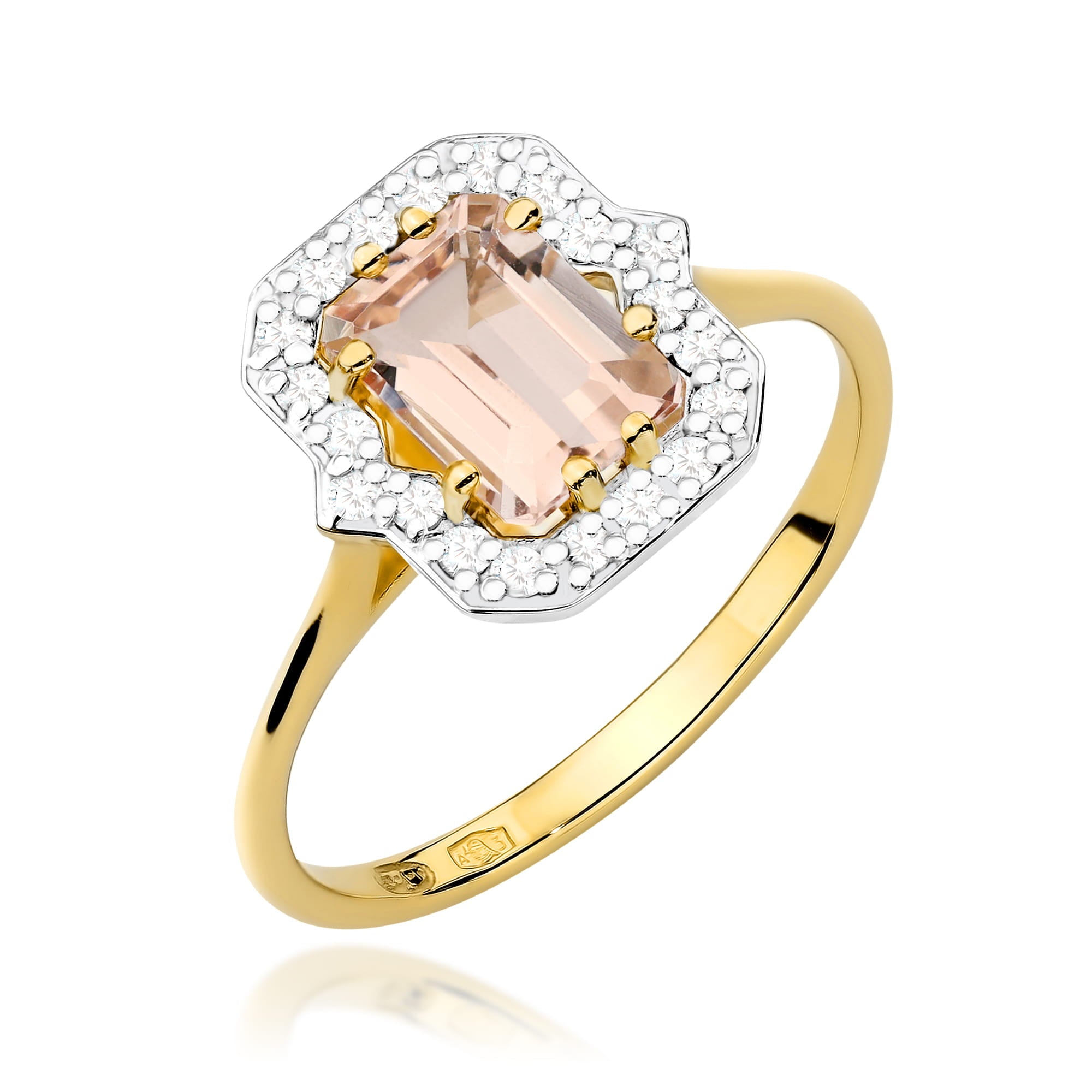 Gold Ring With Morganite And Diamonds