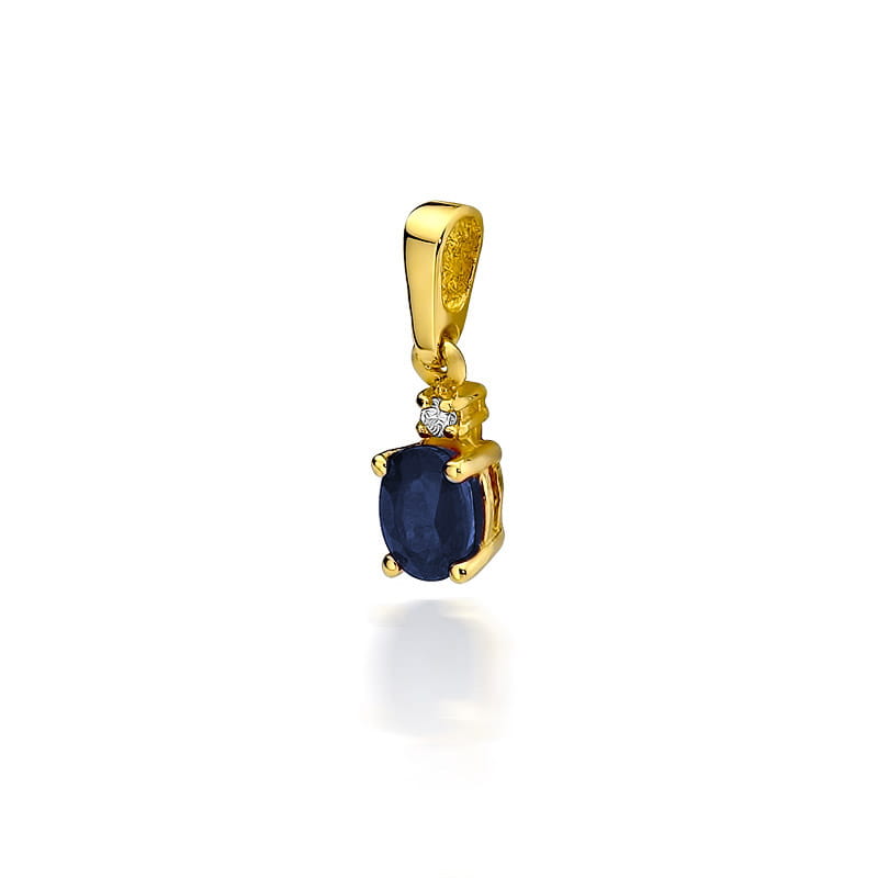 Gold Pendant With Sapphire And Diamond