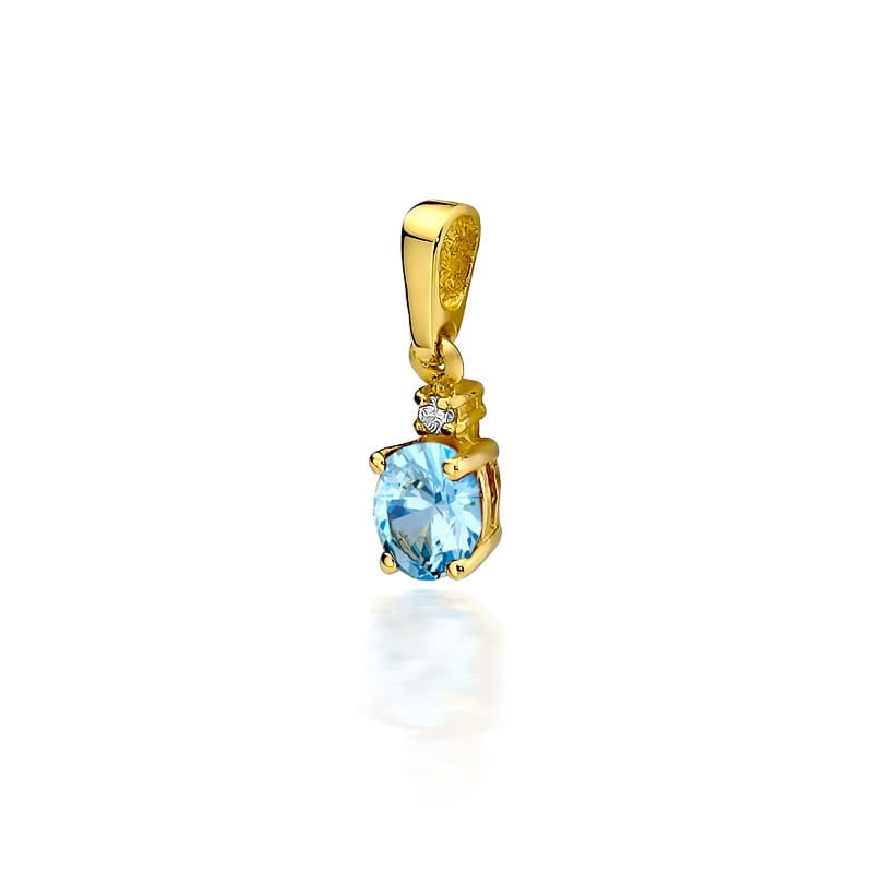 Gold Pendant With Topaz And Diamond