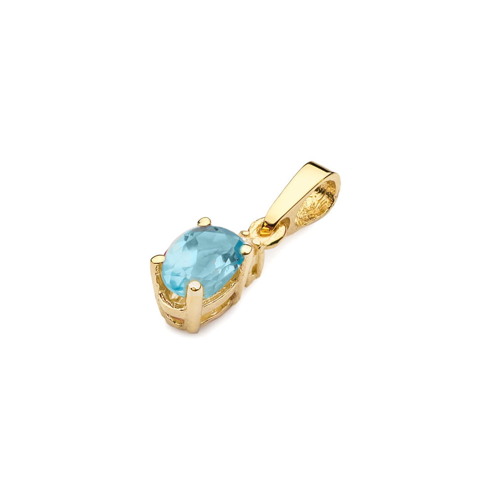 Gold Pendant With Topaz And Diamond
