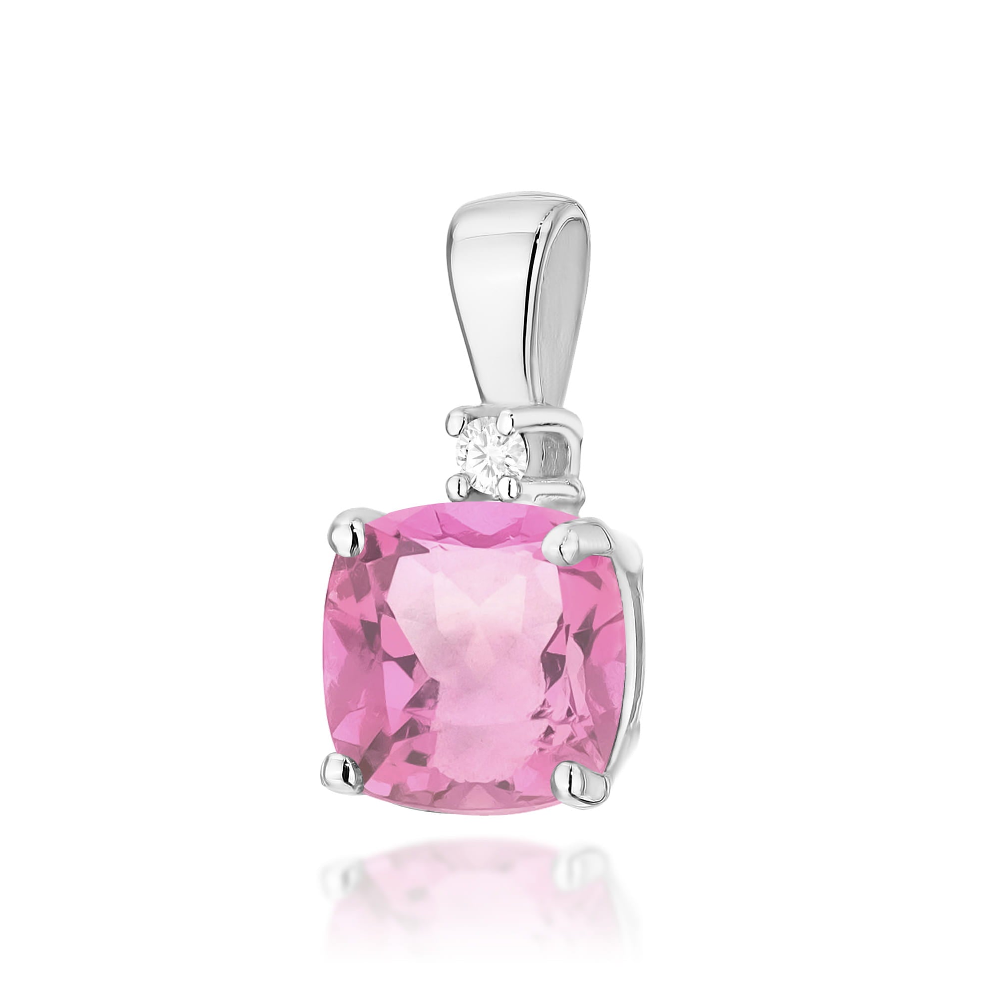 Gold Pendant With Pink Topaz And Diamond