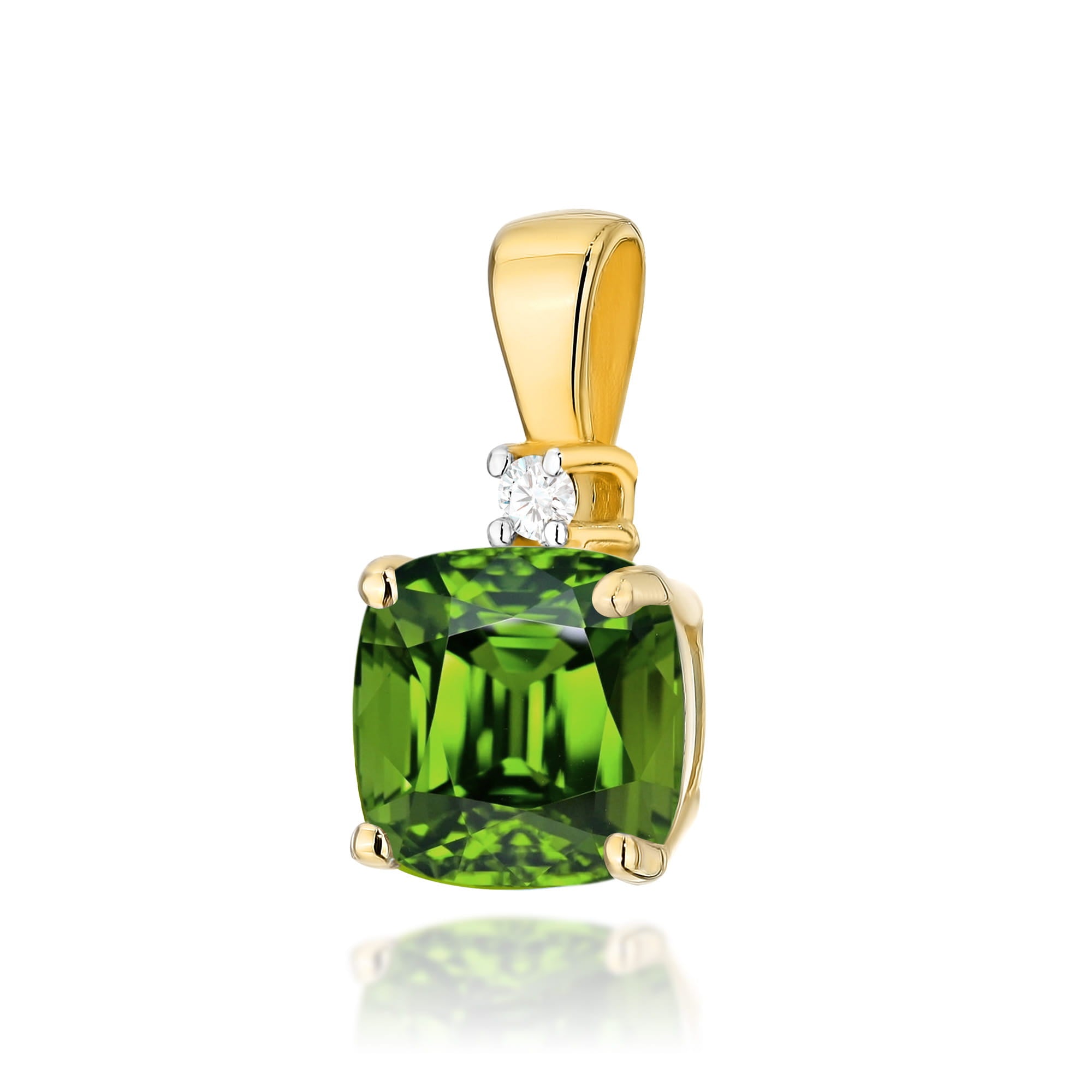 Gold Pendant With Peridot And Diamond