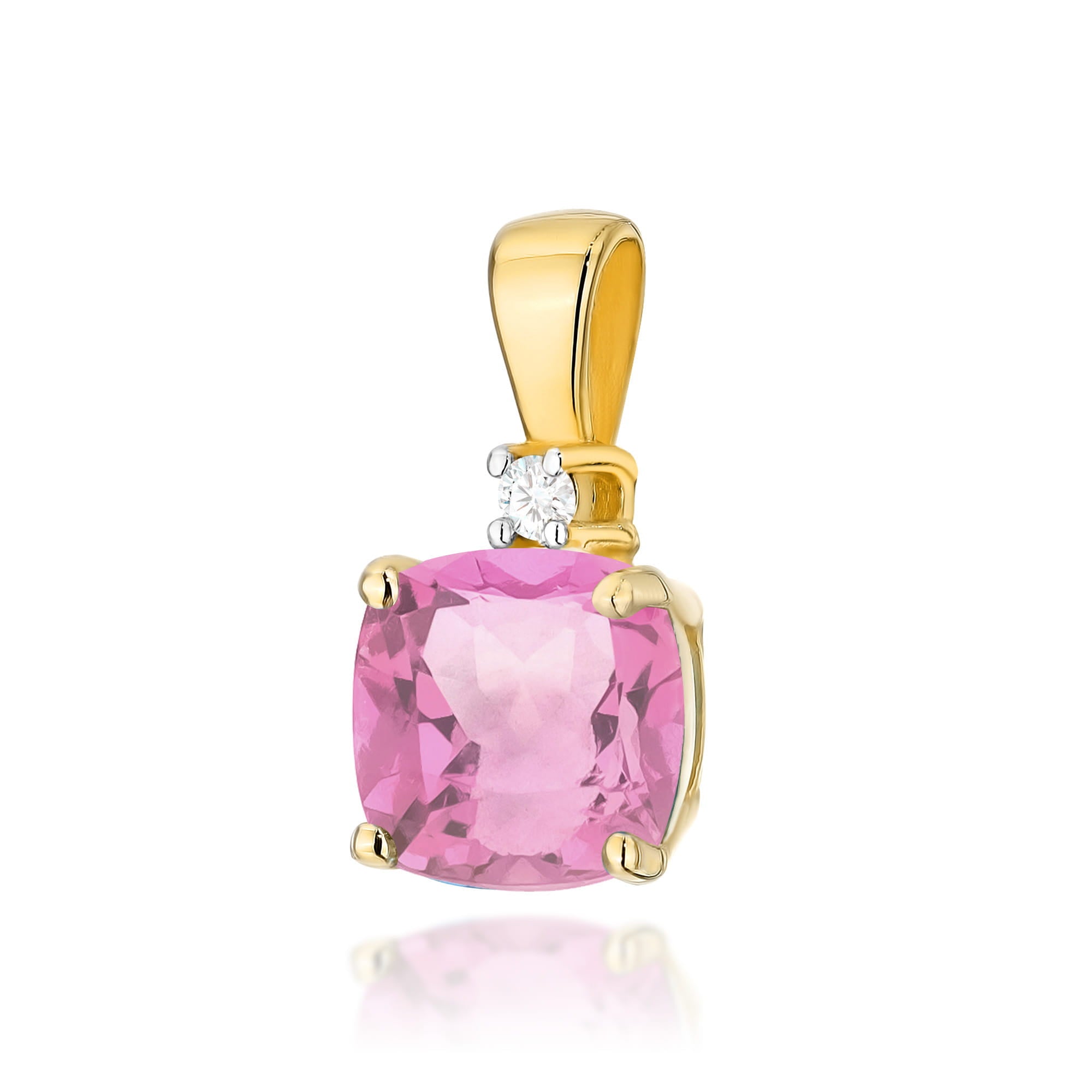 Gold Pendant With Pink Topaz And Diamond