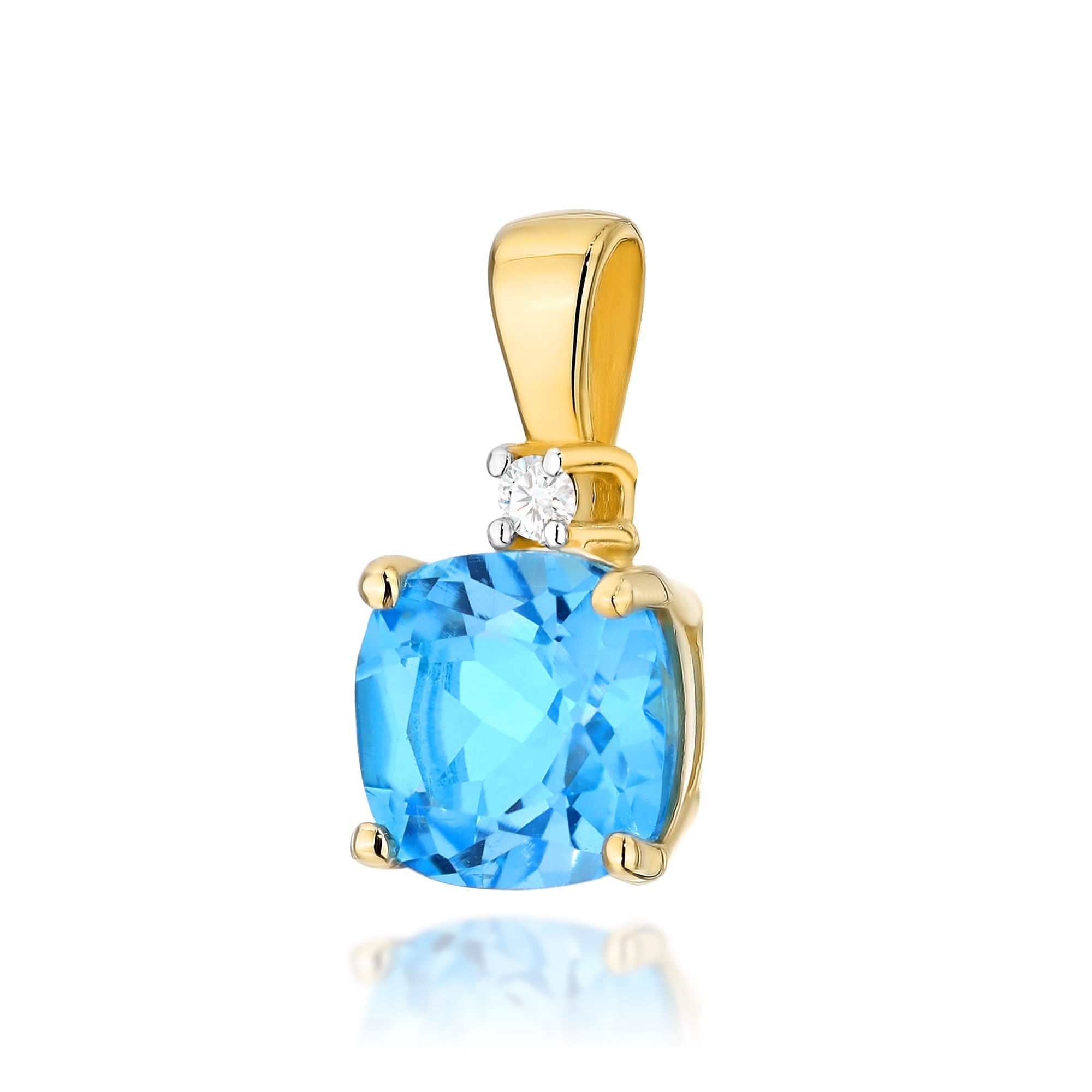 Gold Pendant With Topaz And Diamond