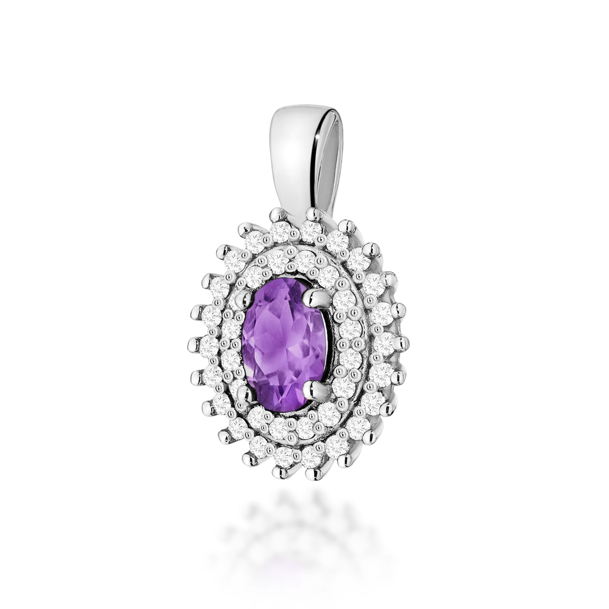 Gold Pendant With Amethyst And Diamonds