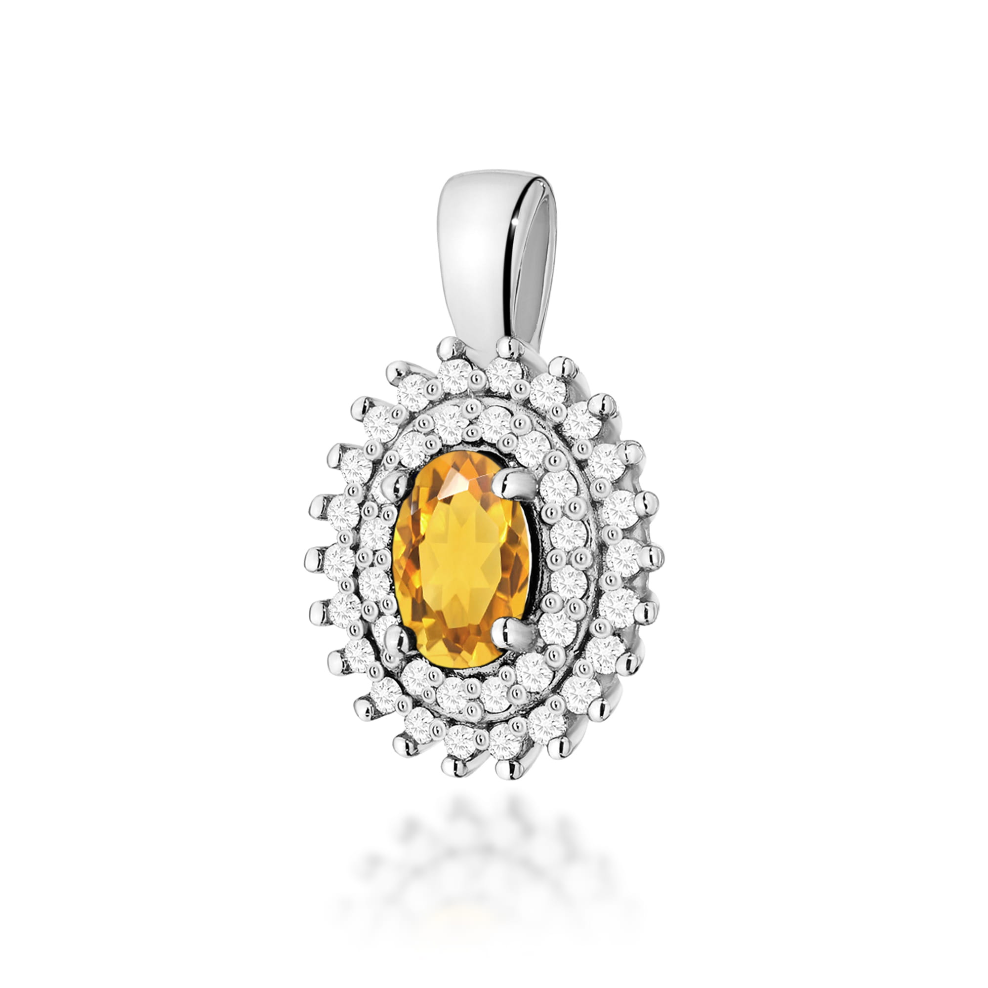 Gold Pendant With Citrine And Diamonds