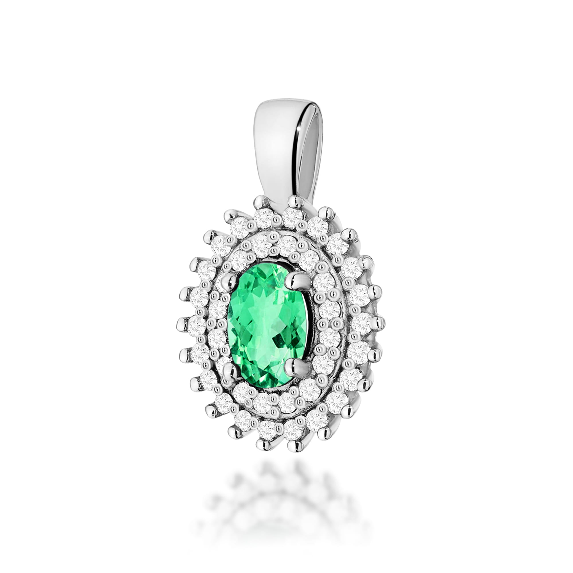 Gold Pendant With Emerald And Diamonds
