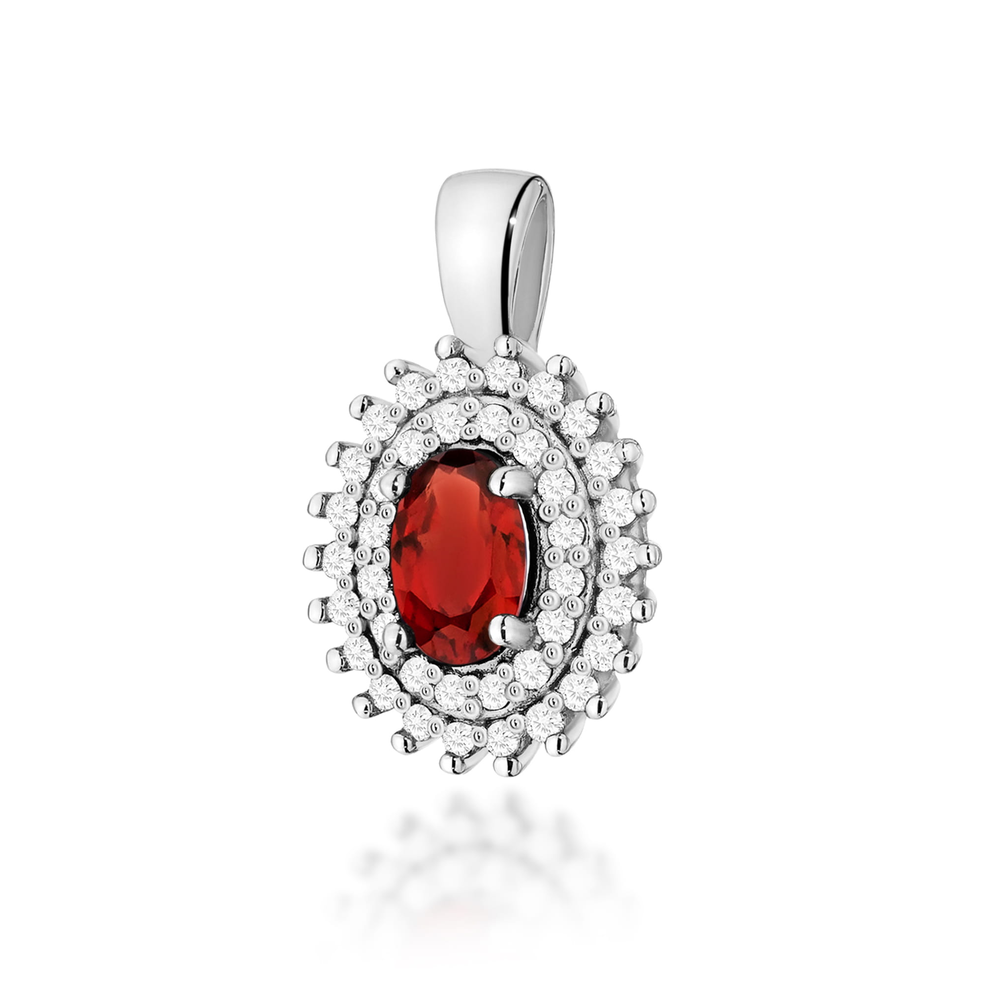 Gold Pendant With Garnet And Diamonds